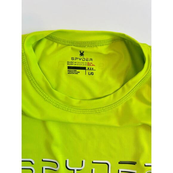 SPYDER UNISEX  SURF SWIM LONG SLEEVE CREW NECK ATHLETIC SHIRT LIME GREEN SIZE L - Picture 9 of 9